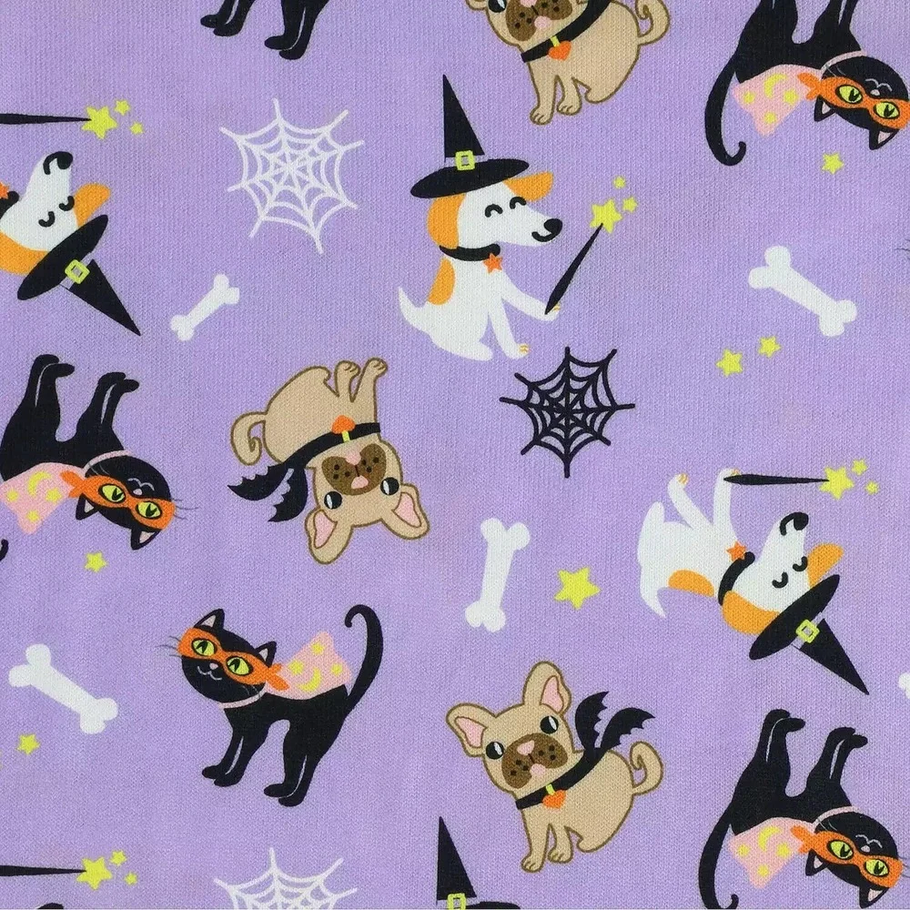 FREE 2 DREAM LITTLE GIRL HALLOWEEN PAJAMA SET Size 4 PURPLE WITH DOG / CAT PRINT